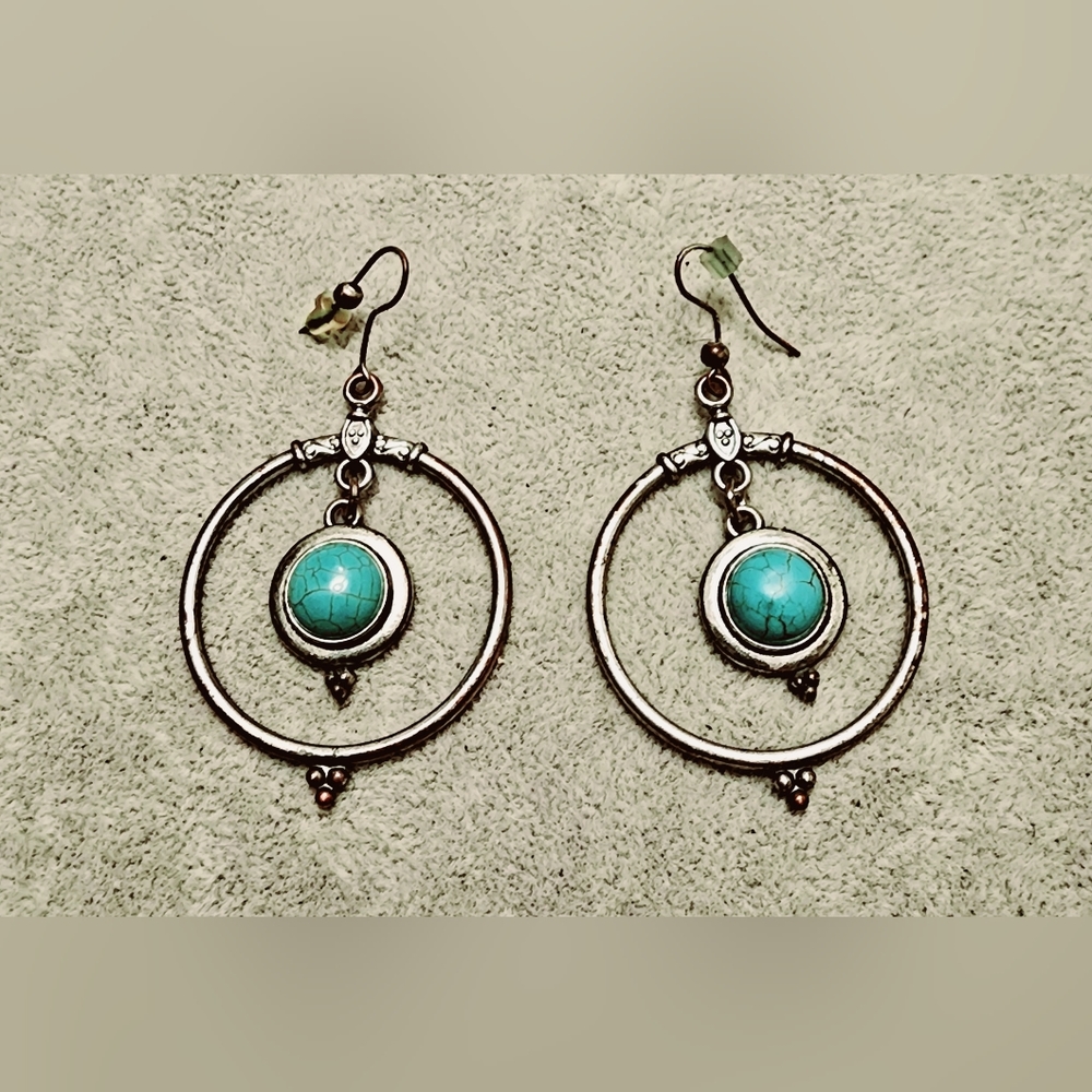 Marie Osmond Vintage sterling silver turquoise stone southwestern earrings